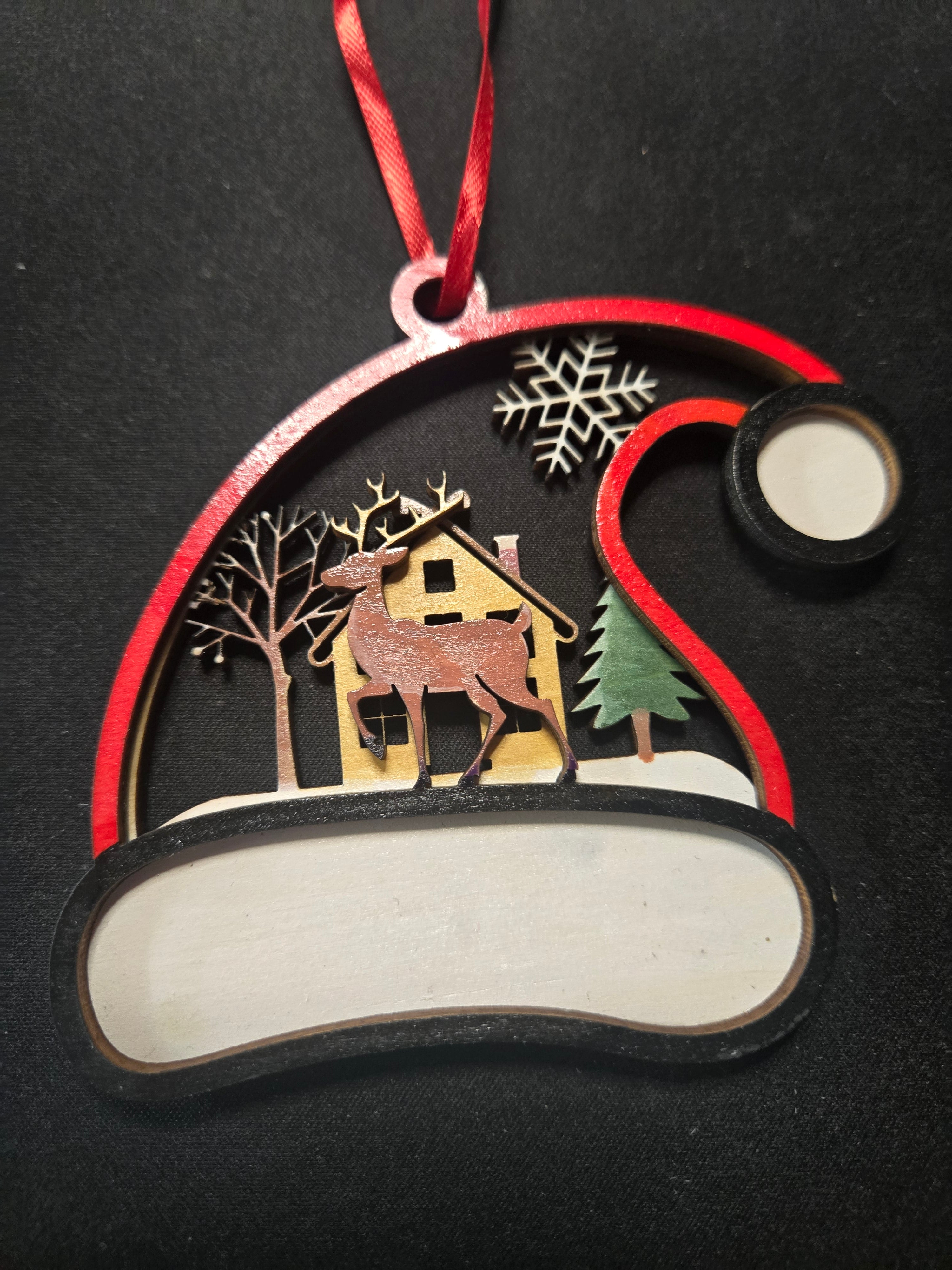 Santa hat shaped Christmas Ornament