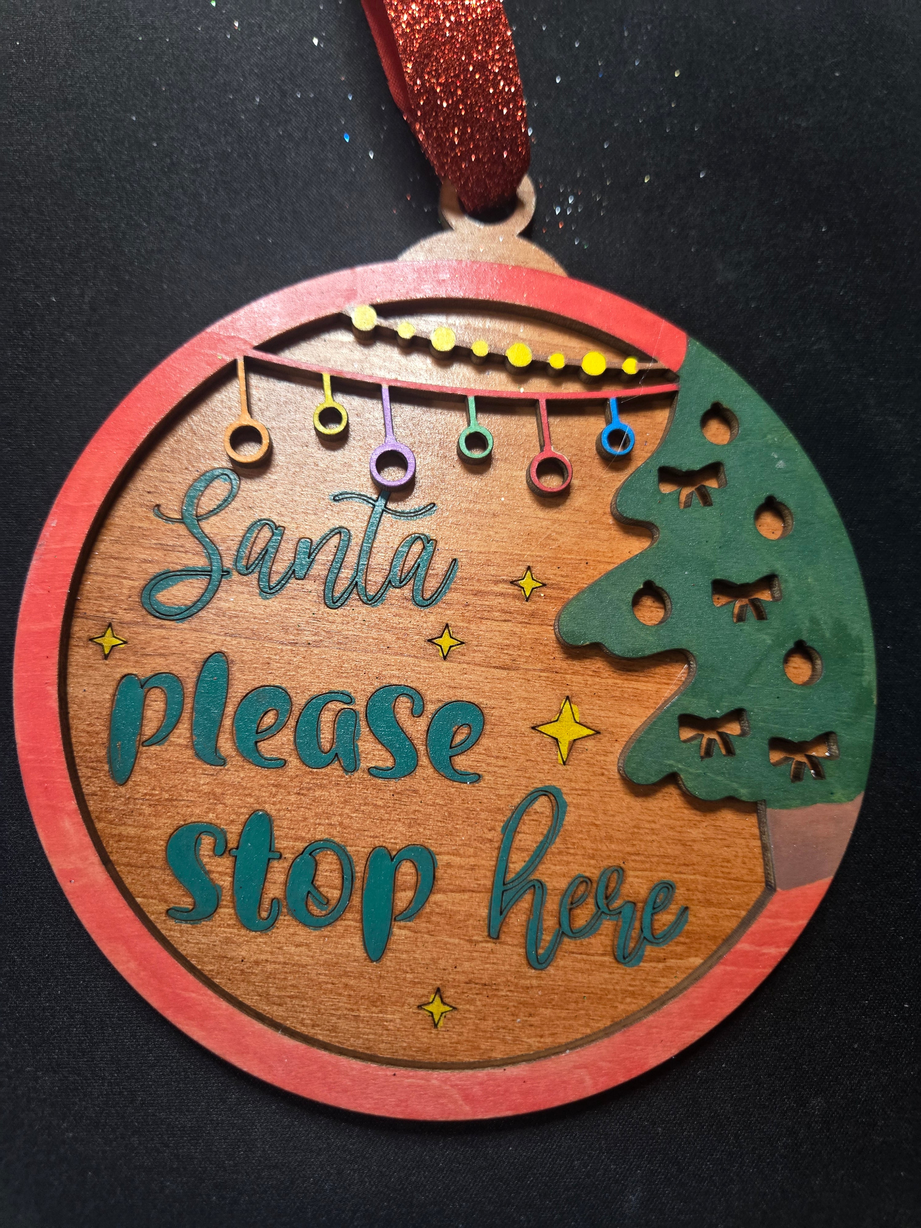 Santa Please Stop Here Christmas Ornament