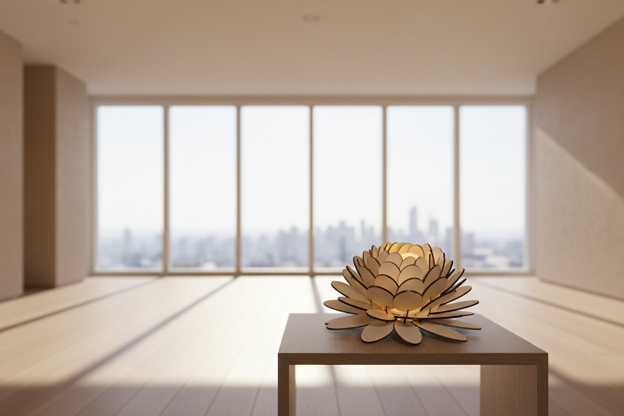 A Lotus Flower Wooden Candle Holder