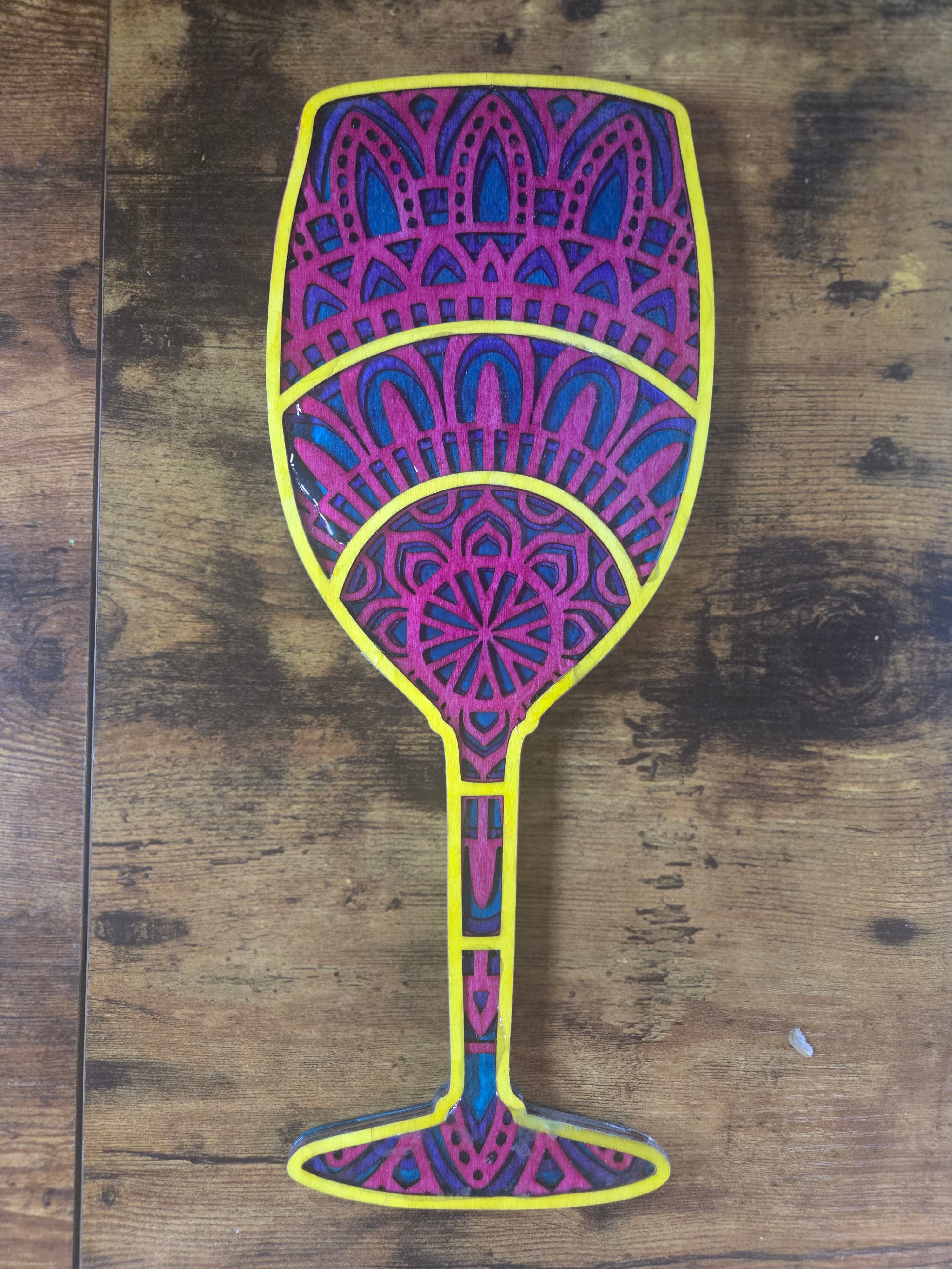 Layered Mandala Wine Glass