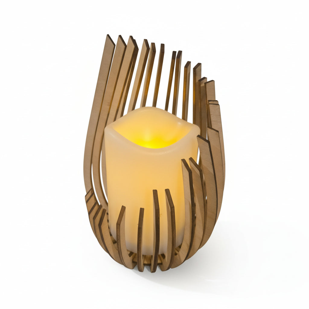 A Layered Wooden Candle Holder