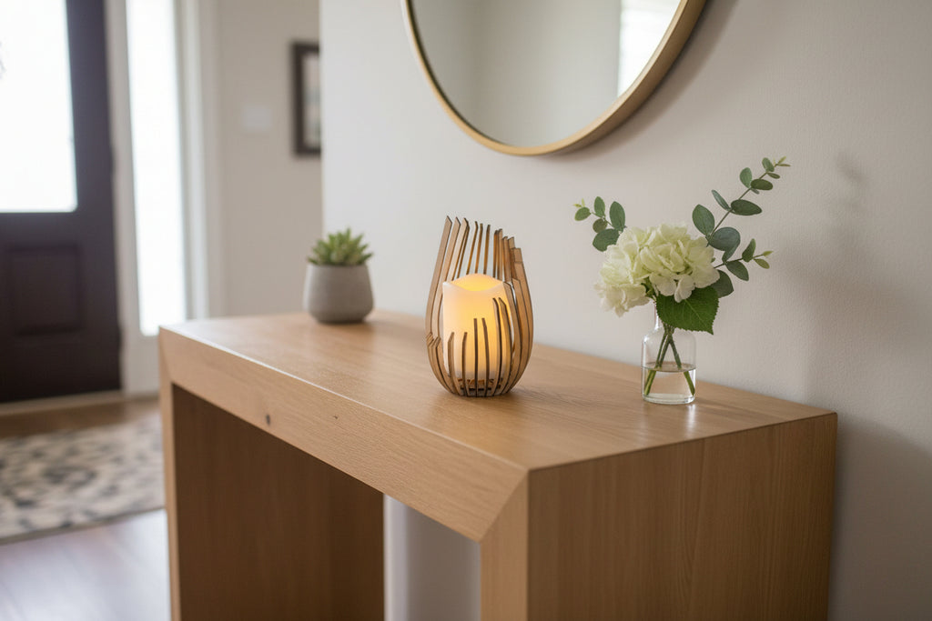 A Layered Wooden Candle Holder